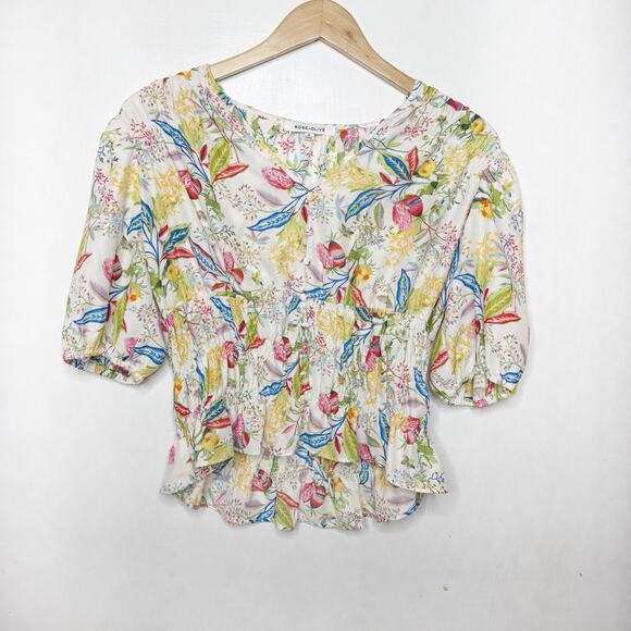 ROSE & OLIVE Floral Smocked Top - Picture 1 of 4